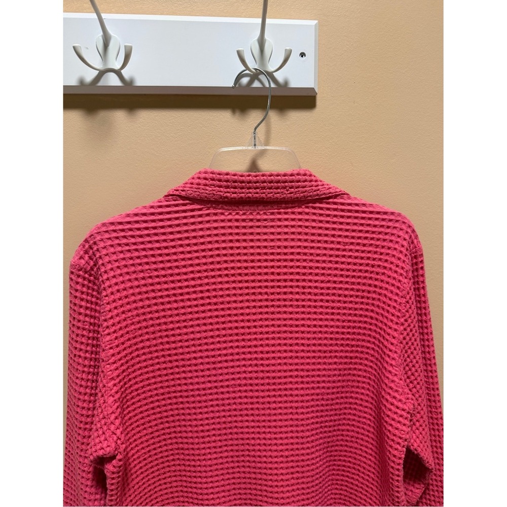 VTG Nannette Keller Pink Waffle Knit Blazer Shacket Patch Pockets Cotton 90's - Picture 10 of 17